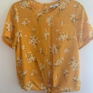 Madewell Silk Button-Back Tie Tee in Butterfly